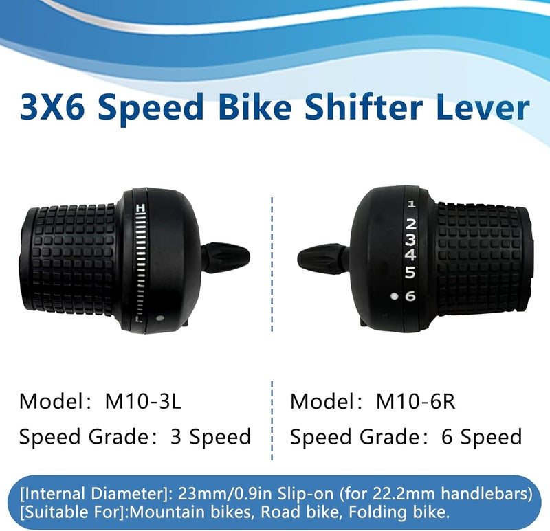 PATHGNAR Bicycle 18 Speed Shifter Twist Shifter Lever 3x6 Speed Grip Shift Left and Right Shifter Mountain Bike Commuter Bike Folding Bike Gear Grip Shift with Grips - Image 2